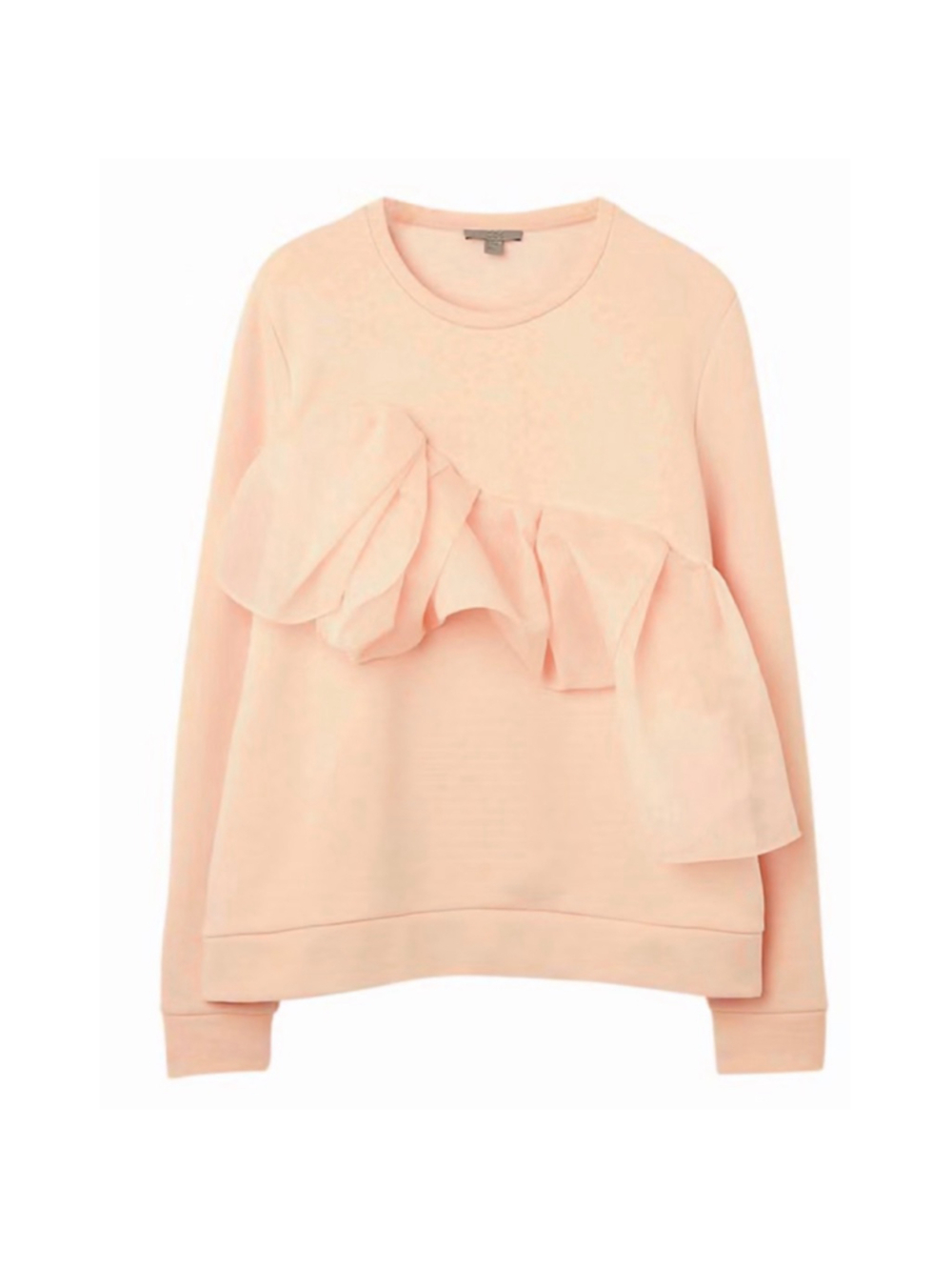 COS Pink Ruffle Frill Sweatshirt Women’s Medium Crewneck Long Sleeve Jumper